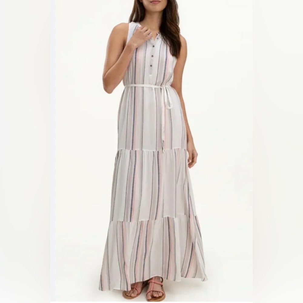 Splendid Field Stripe Maxi Dress Multicolored Small Sleeveless Beach Vacation